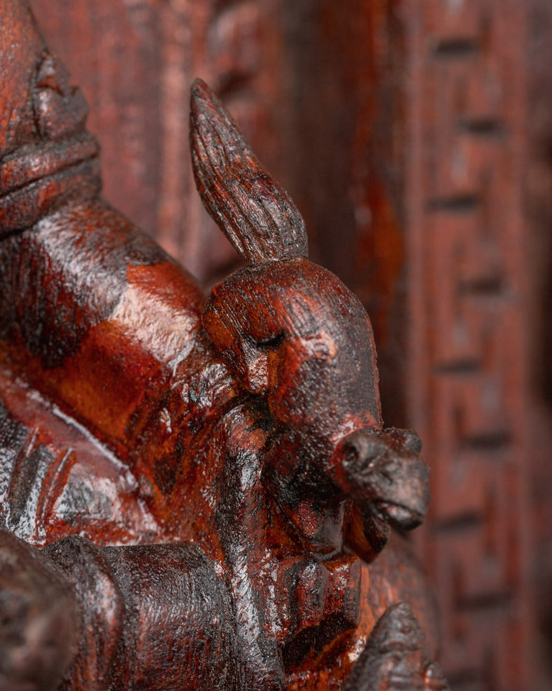 Spiritual Dzambhala Centered Thangka on Wood | Tibetan Buddhist Wall Decor