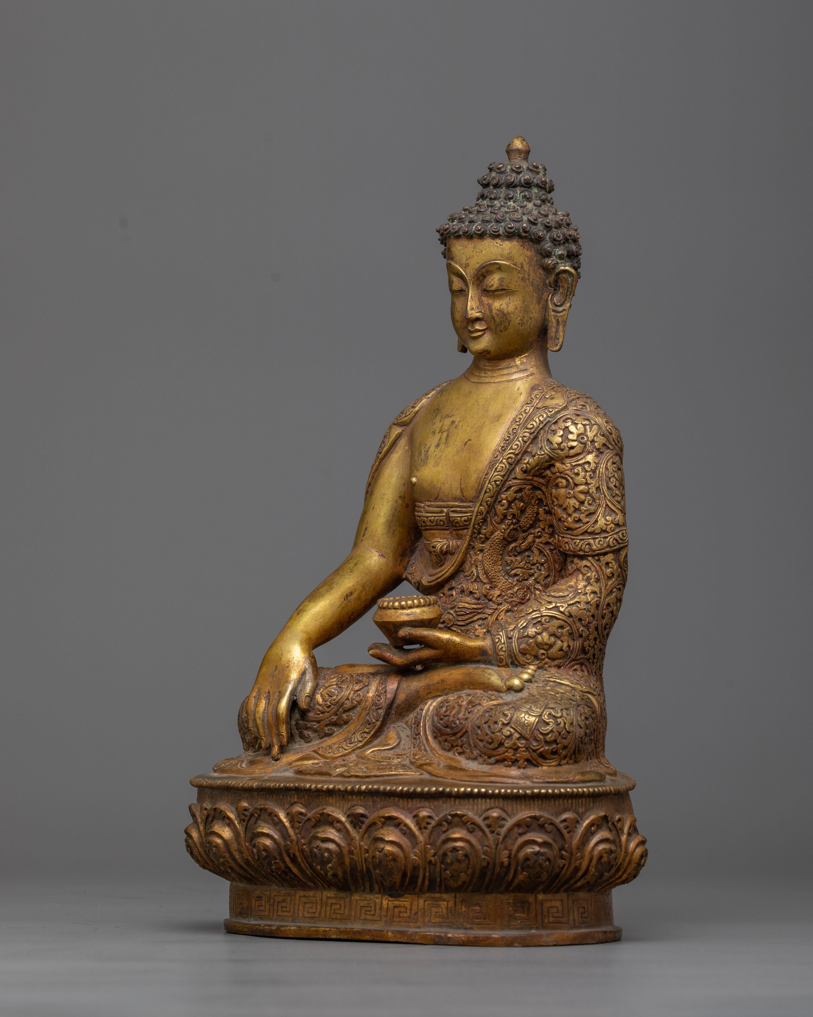Gold Plated Shakyamuni Buddha Statue | Perfect for Altar or Shrine