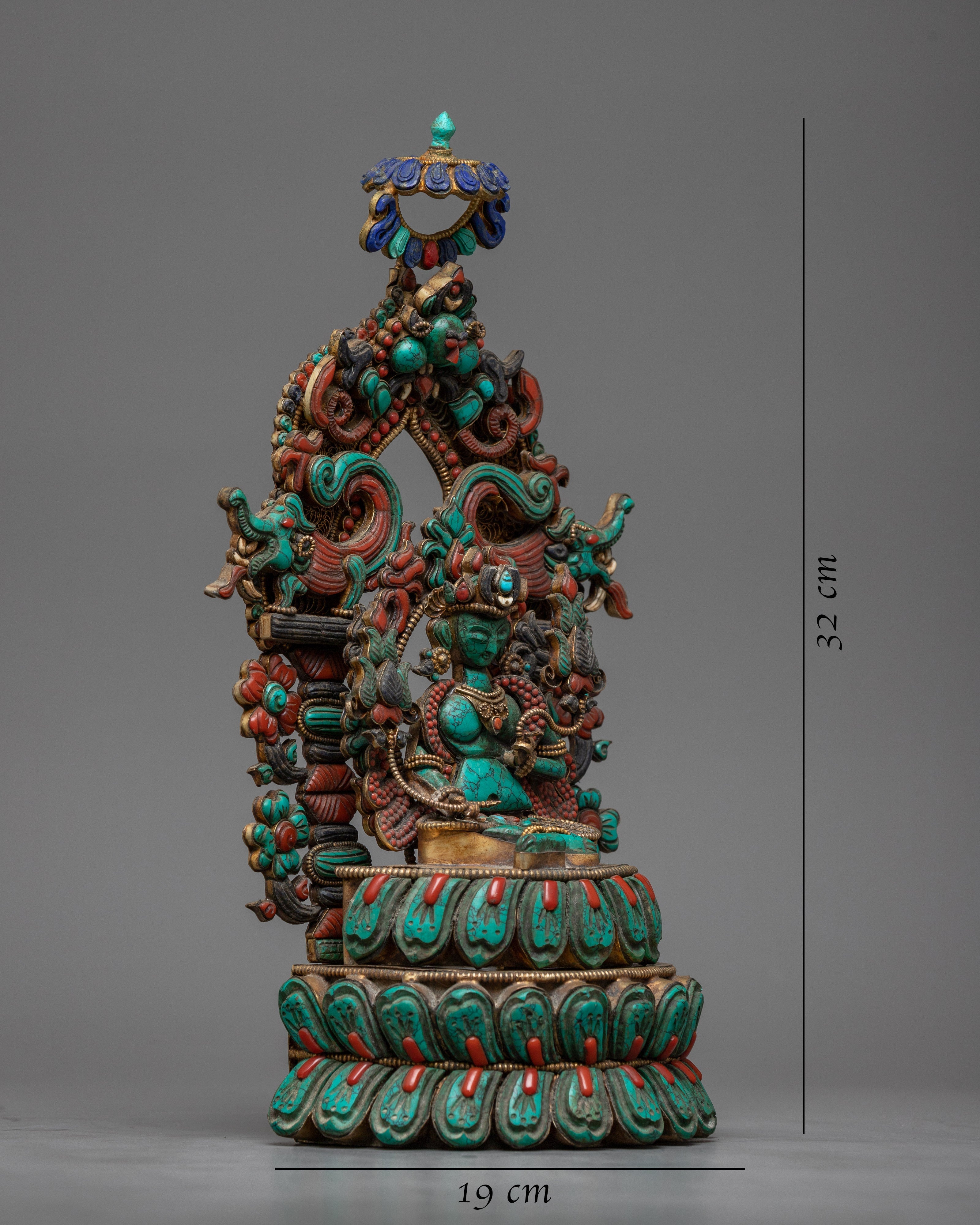 Turquoise Green Tara Statue  |  Compassionate Goddess Figure