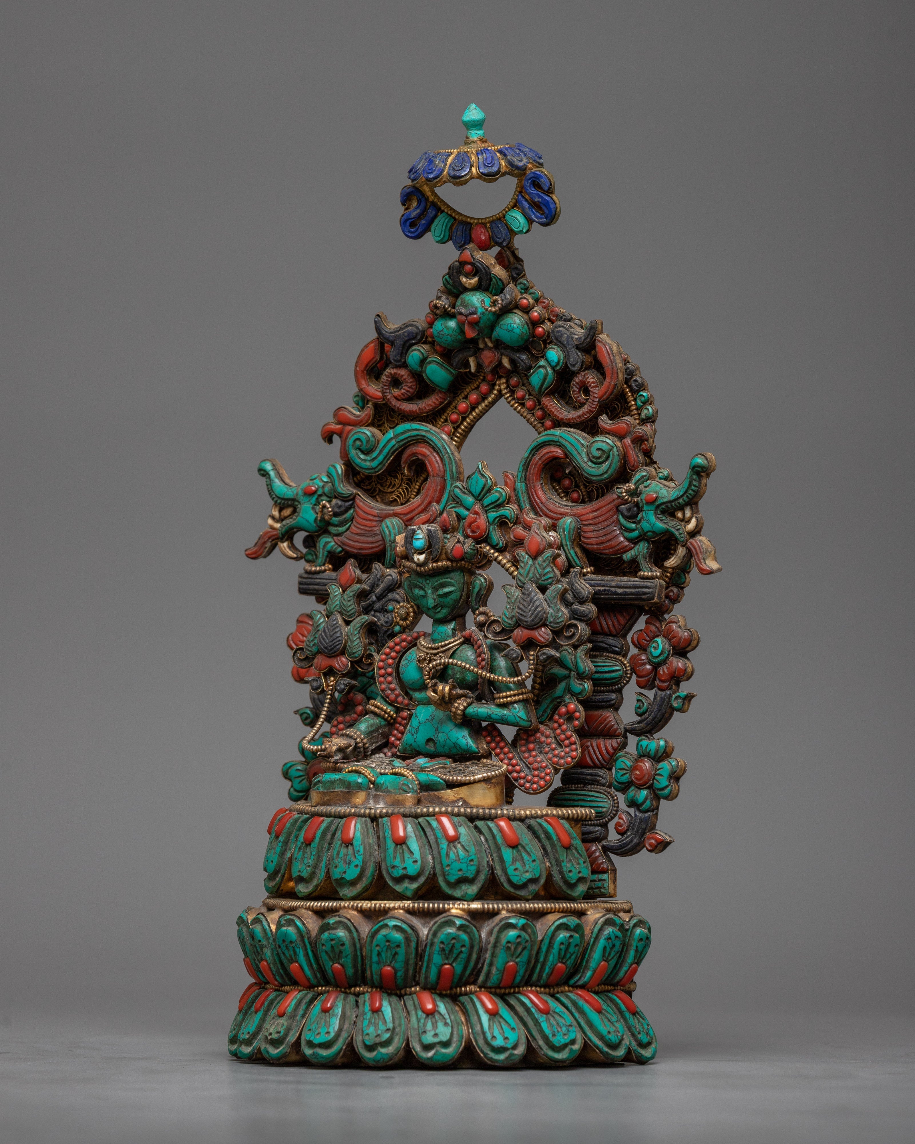 Turquoise Green Tara Statue  |  Compassionate Goddess Figure