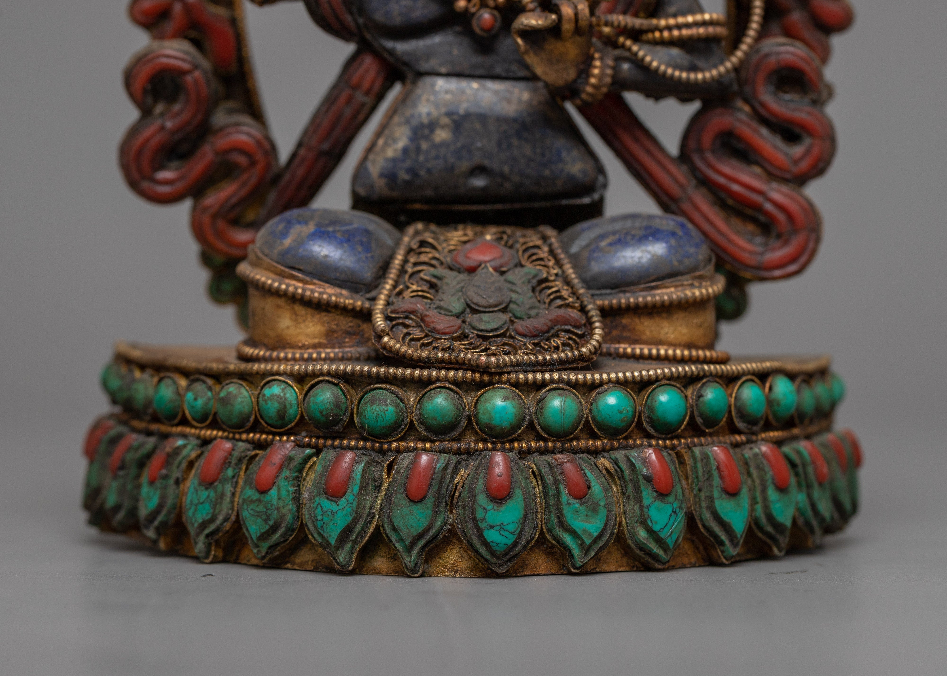 Bodhisattva  Lapis Manjushri Statue | Sculpture of Buddhist Wisdom Deity