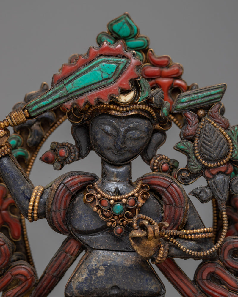 Bodhisattva  Lapis Manjushri Statue | Sculpture of Buddhist Wisdom Deity