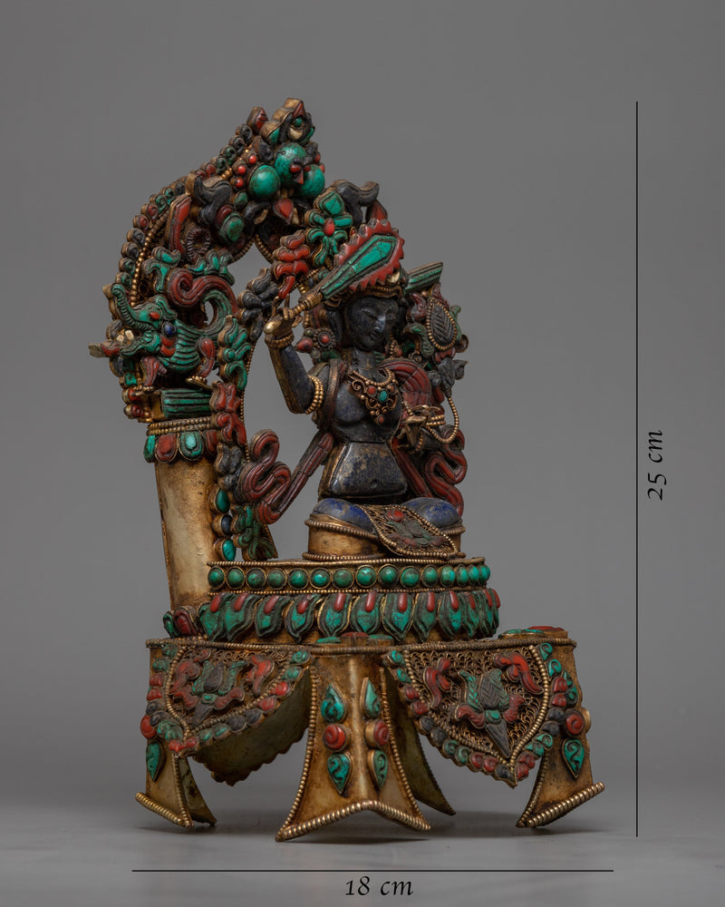 Bodhisattva  Lapis Manjushri Statue | Sculpture of Buddhist Wisdom Deity