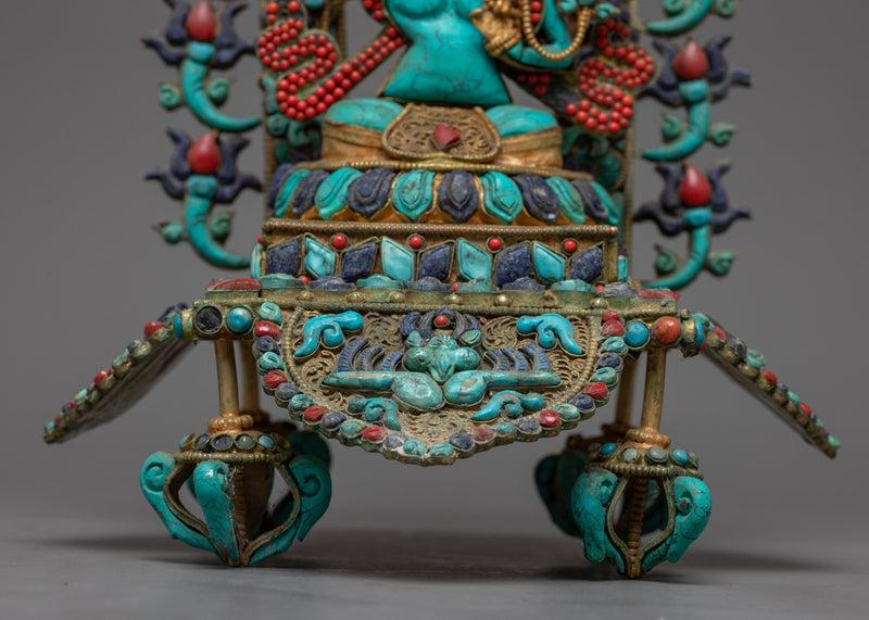 Turquoise Manjushri Statue | Buddhist Enlightenment Figure For Meditation Decor