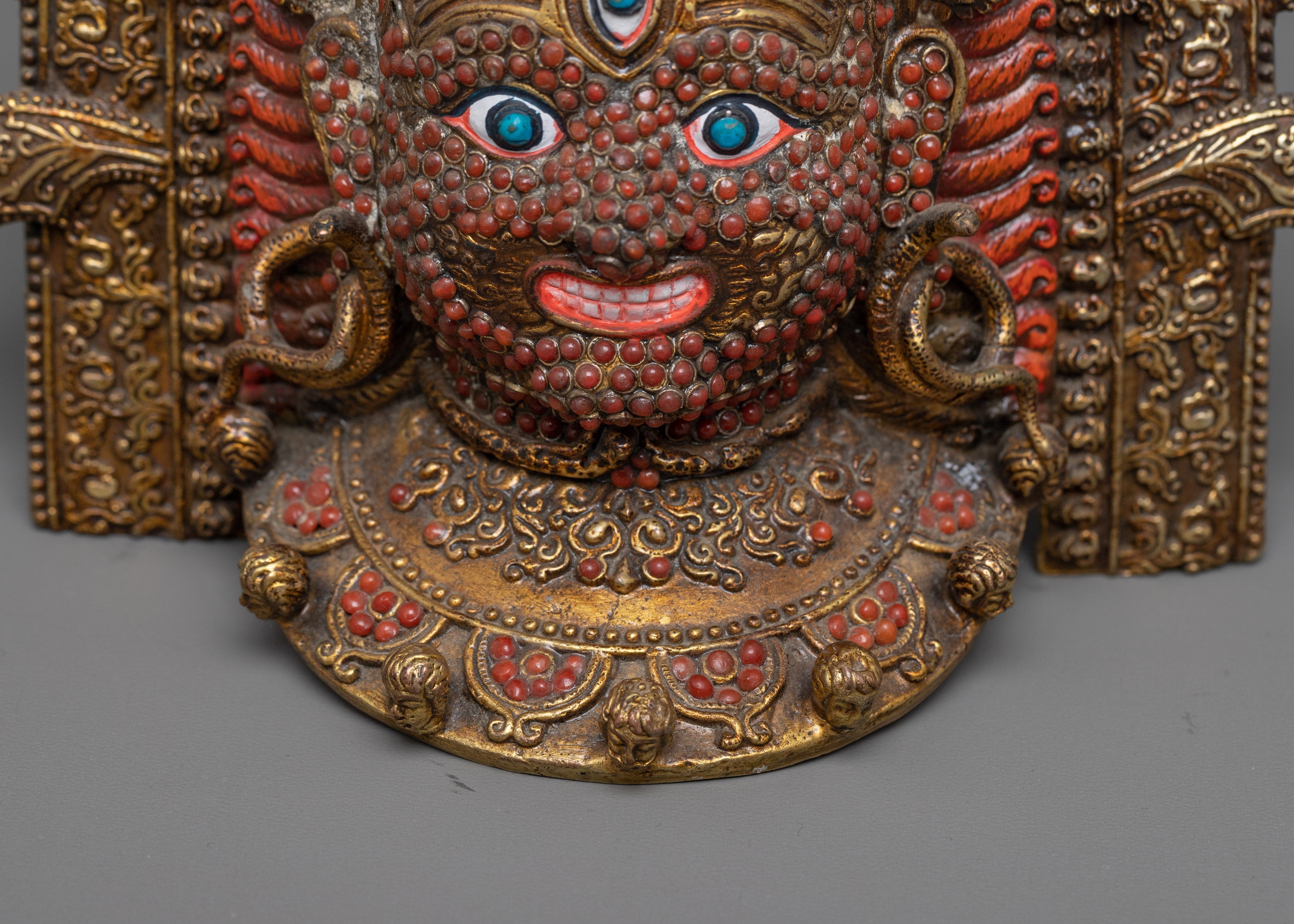 Buddhist Mahakala Mask Wall Hanging | Sacred Tibetan Protector Artwork
