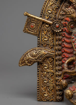 Buddhist Mahakala Mask Wall Hanging | Sacred Tibetan Protector Artwork