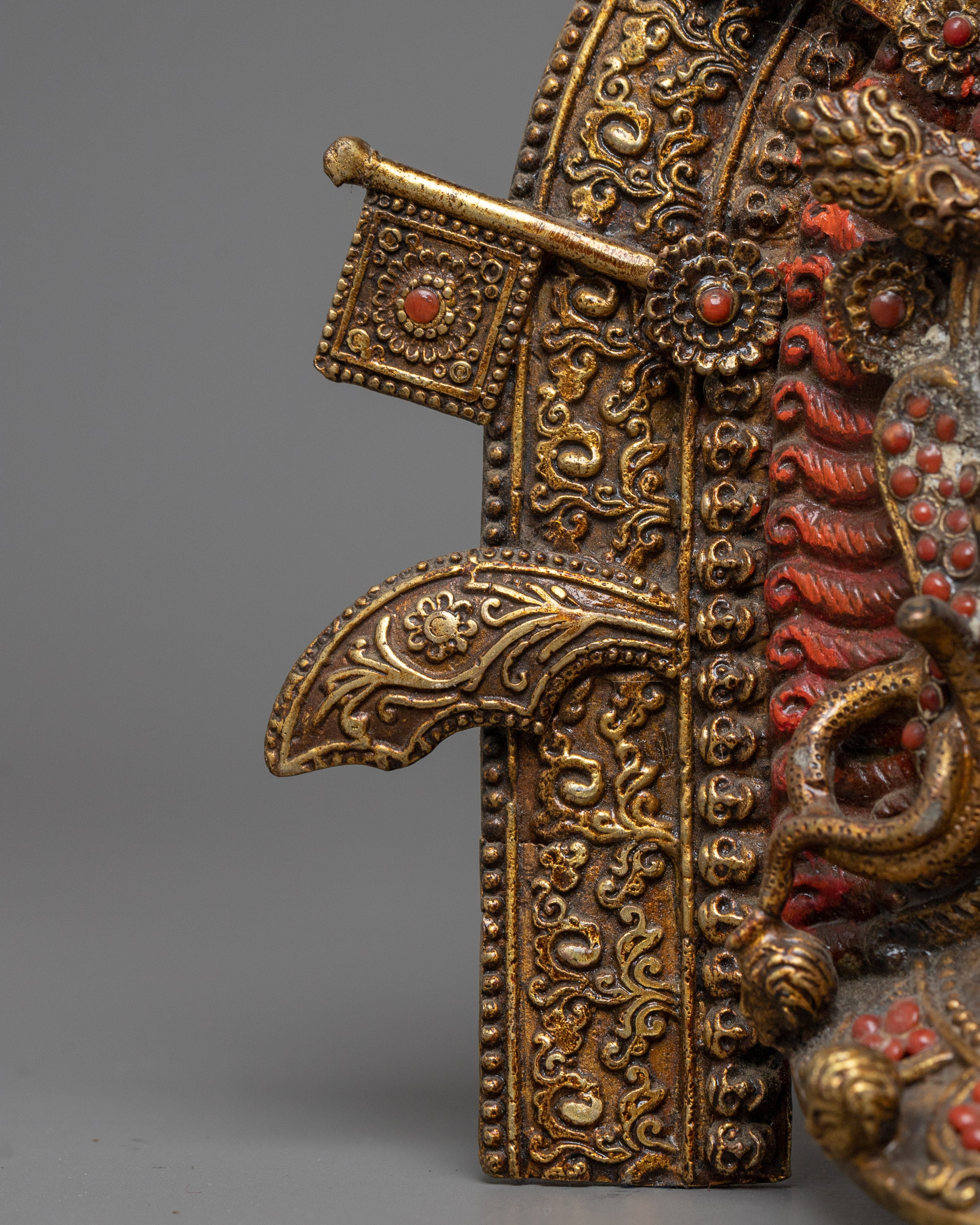 Buddhist Mahakala Mask Wall Hanging | Sacred Tibetan Protector Artwork