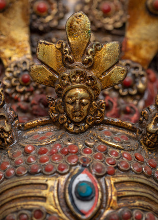 Buddhist Mahakala Mask Wall Hanging | Sacred Tibetan Protector Artwork