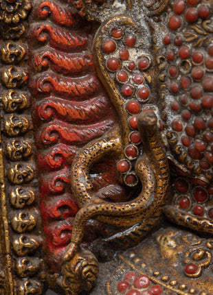 Buddhist Mahakala Mask Wall Hanging | Sacred Tibetan Protector Artwork