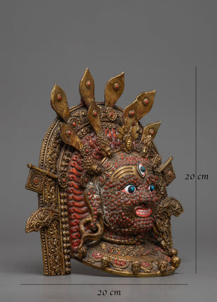 Buddhist Mahakala Mask Wall Hanging | Sacred Tibetan Protector Artwork