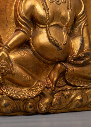 Dzambhala Metal Thanka Wall Hanging |  Traditional Tibetan Prosperity Blessing Art