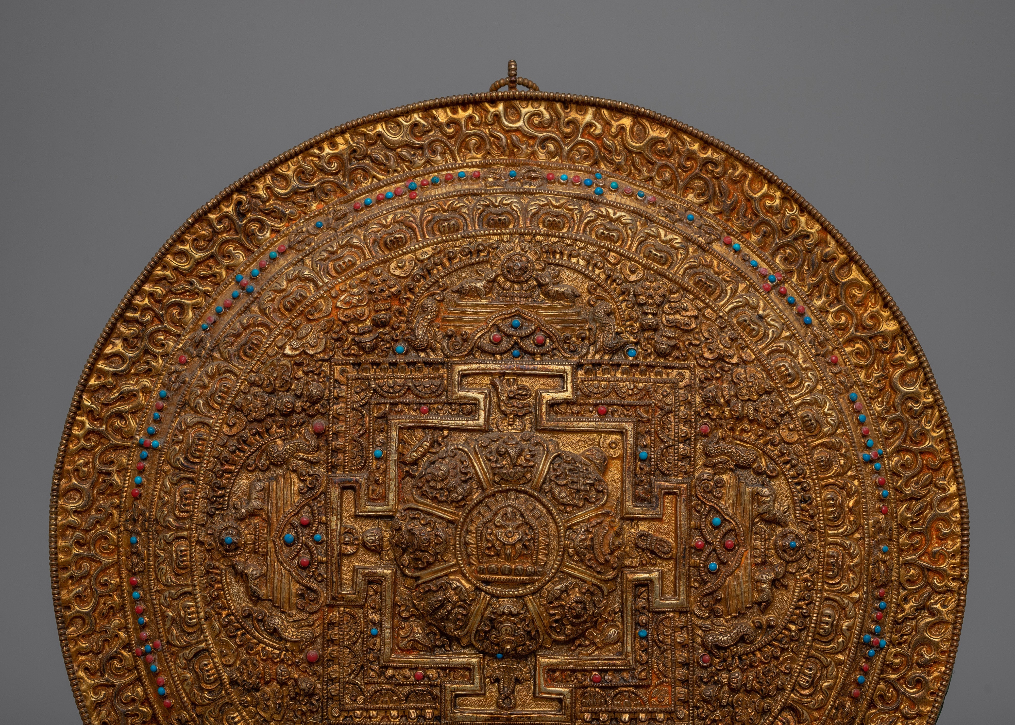 Round Copper Mandala Wall Decor | Zen Buddhist Symbol for Peaceful Home Decor