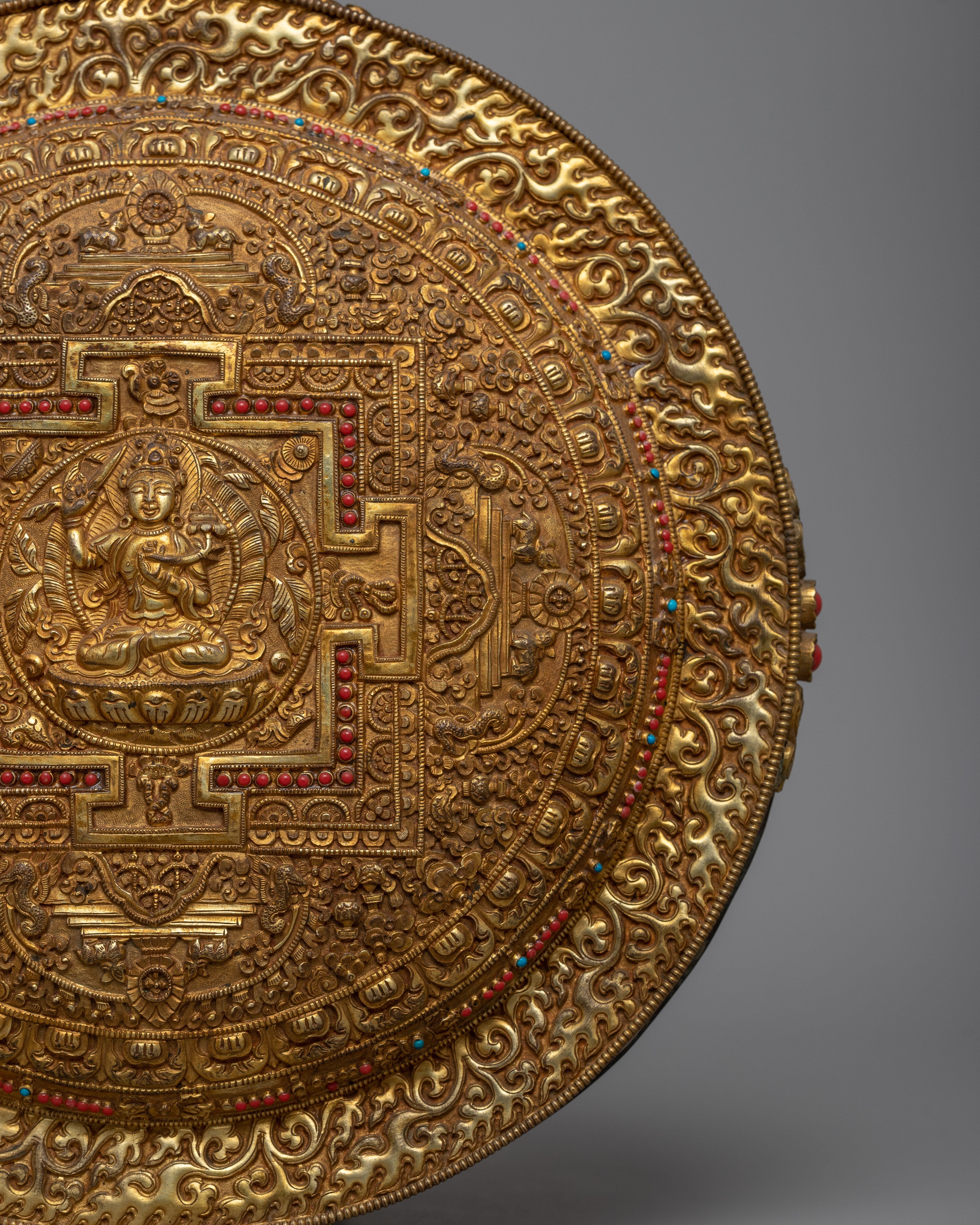 Buddhist Manjushri Copper Mandala Wall Hanging | Sacred Buddhist Wisdom Symbol Wall Art