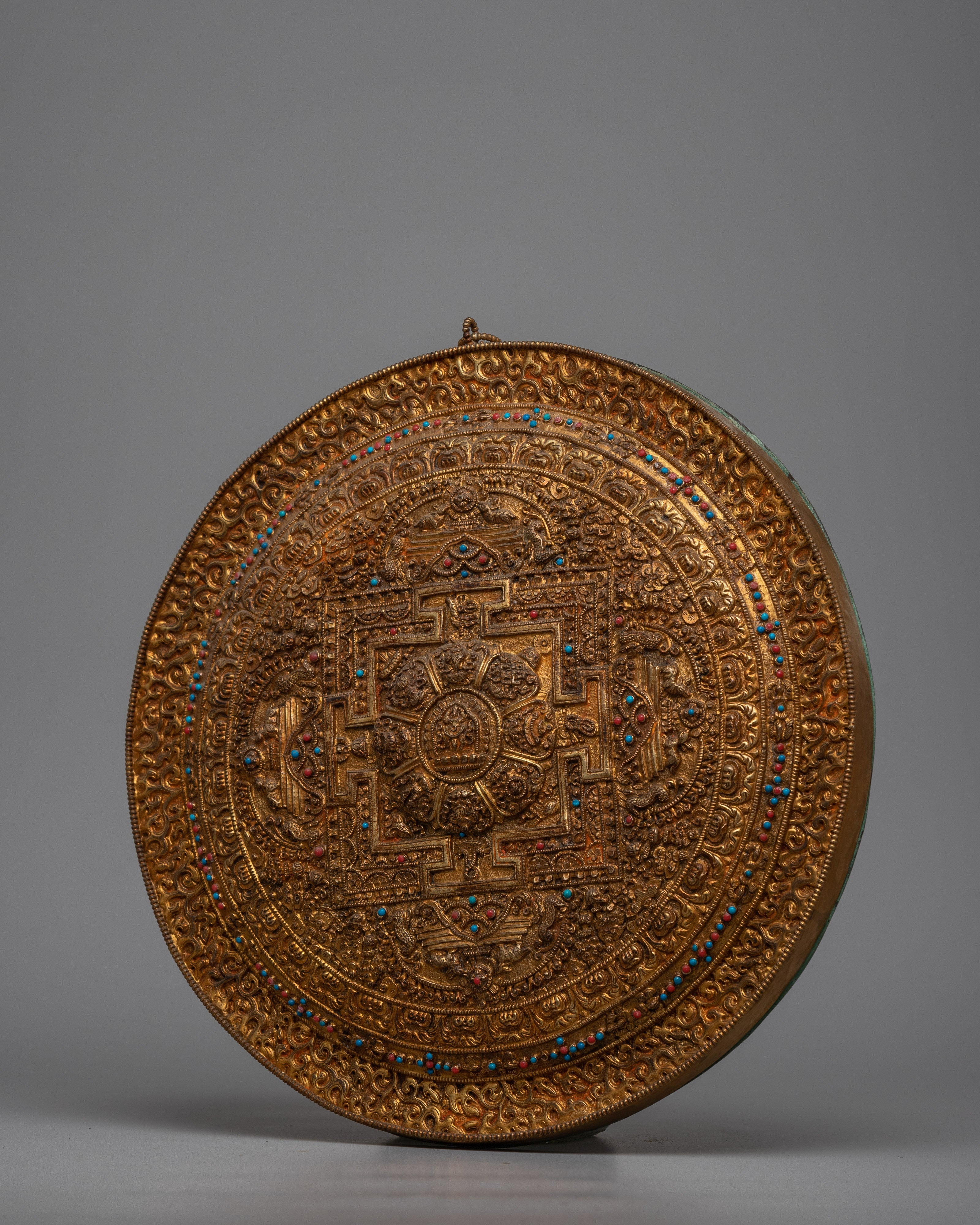 Round Copper Mandala Wall Decor | Zen Buddhist Symbol for Peaceful Home Decor