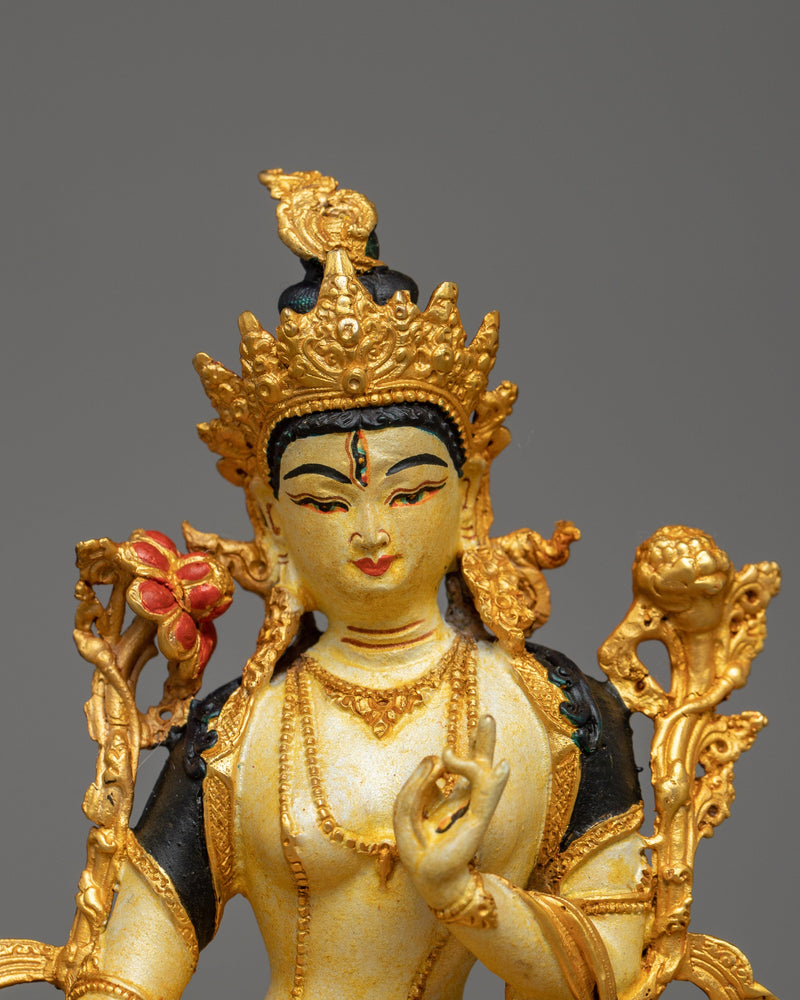 Copper Sita Tara Statue | Machine Made Spiritual Practice White Tara Statue