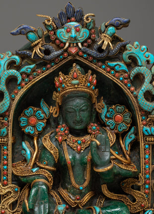 Aventurine Stone Green Tara Statue | Buddhist Grüne Tara Sculpture