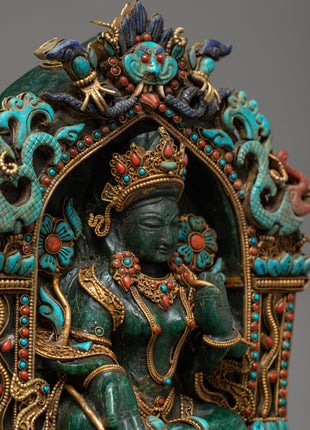 Aventurine Stone Green Tara Statue | Buddhist Grüne Tara Sculpture