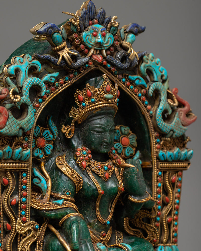 Aventurine Stone Green Tara Statue | Buddhist Grüne Tara Sculpture