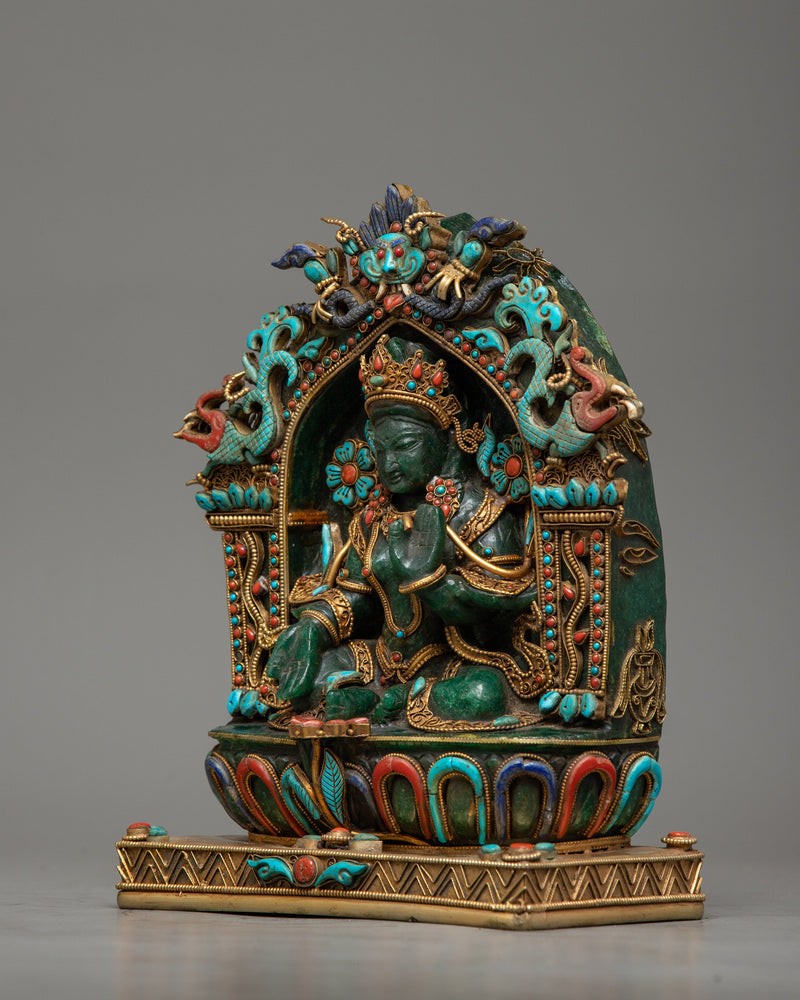 Aventurine Stone Green Tara Statue | Buddhist Grüne Tara Sculpture