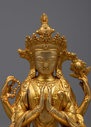 Machine Made Bodhisattva Set | Copper and 24k Gold for Serene Meditation Space