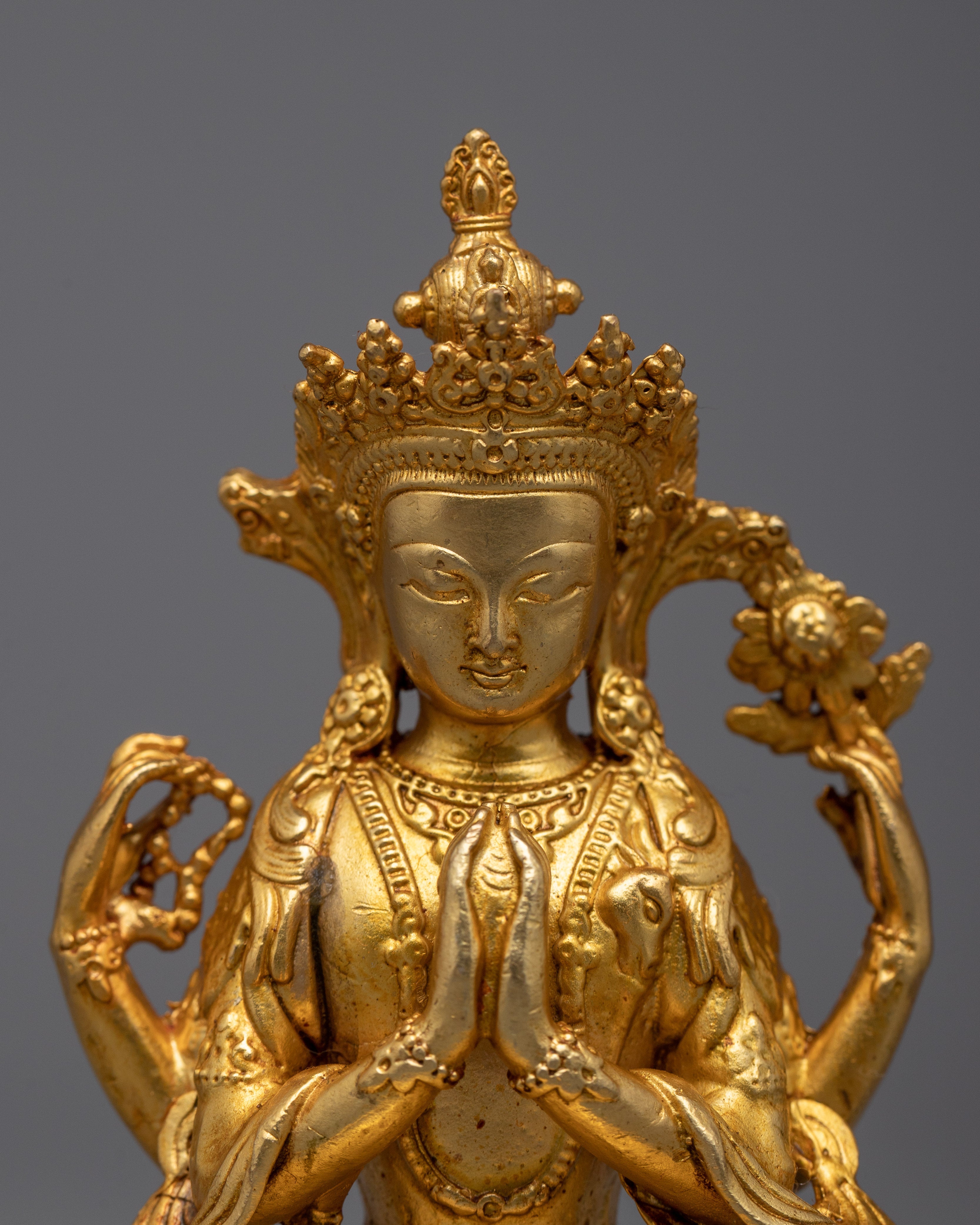 Machine Made Bodhisattva Set | Copper and 24k Gold for Serene Meditation Space
