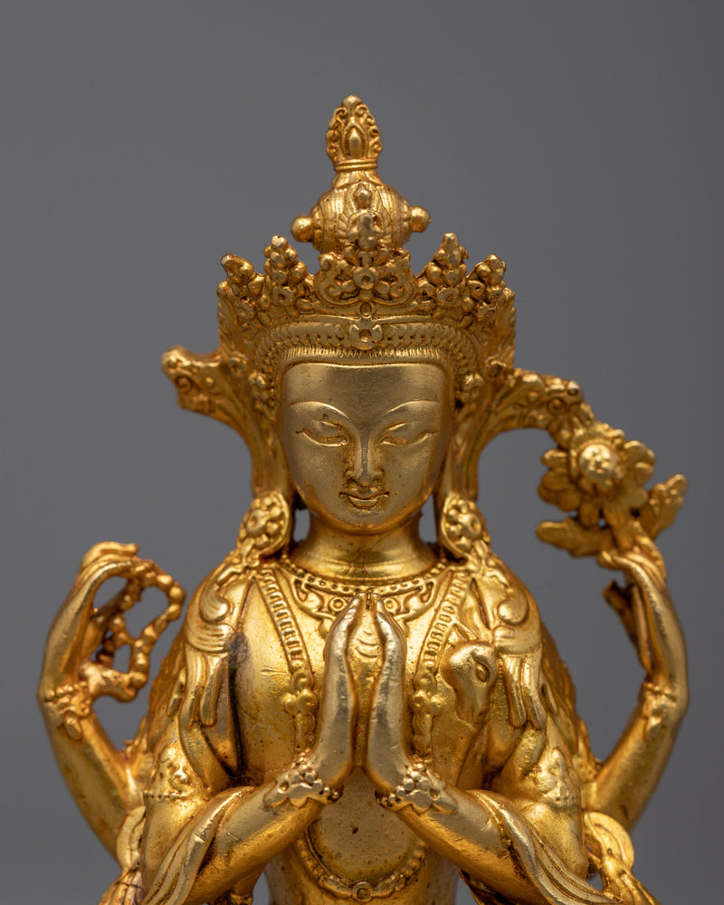 Machine Made Bodhisattva Set | Copper and 24k Gold for Serene Meditation Space