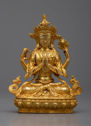 Machine Made Bodhisattva Set | Copper and 24k Gold for Serene Meditation Space