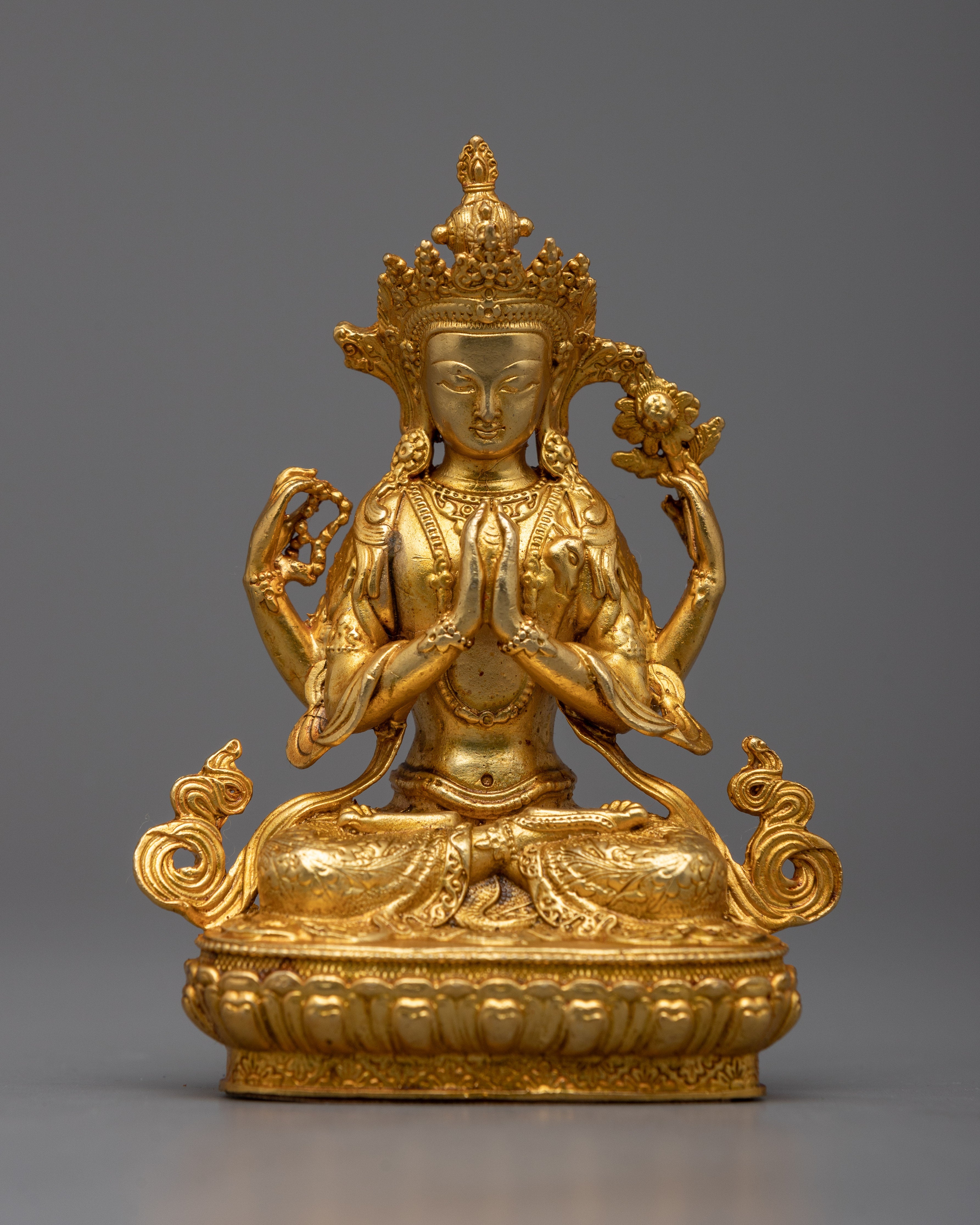 Machine Made Bodhisattva Set | Copper and 24k Gold for Serene Meditation Space