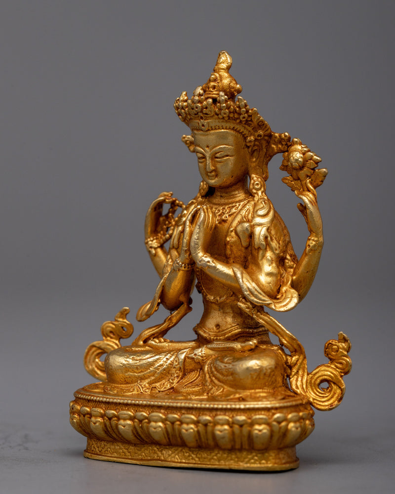 Buddhist Chenresig Copper Statue | Machine Made for Serenity and Peace