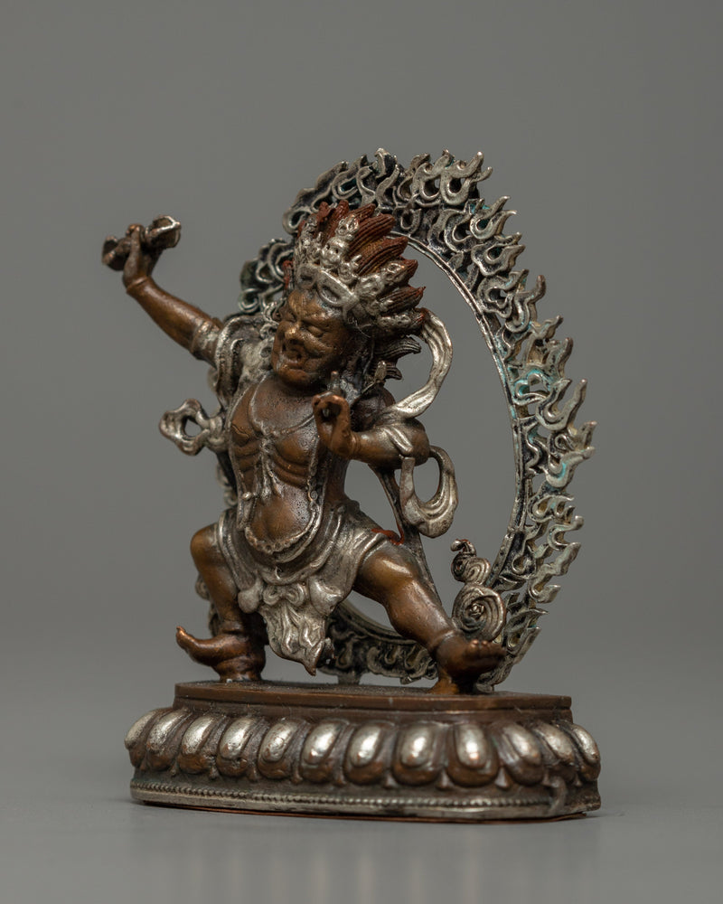 Copper Oxidized Vajrapani Statue | Machine Made Protector Deity Sculpture