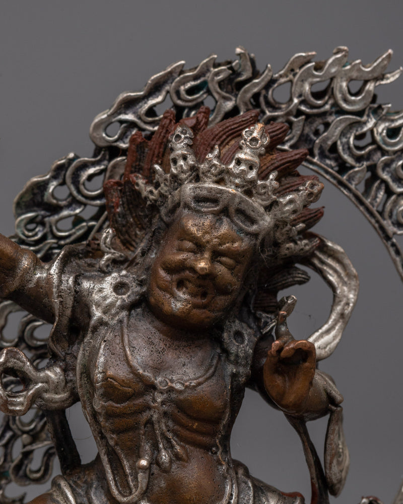 Copper Oxidized Vajrapani Statue | Machine Made Protector Deity Sculpture