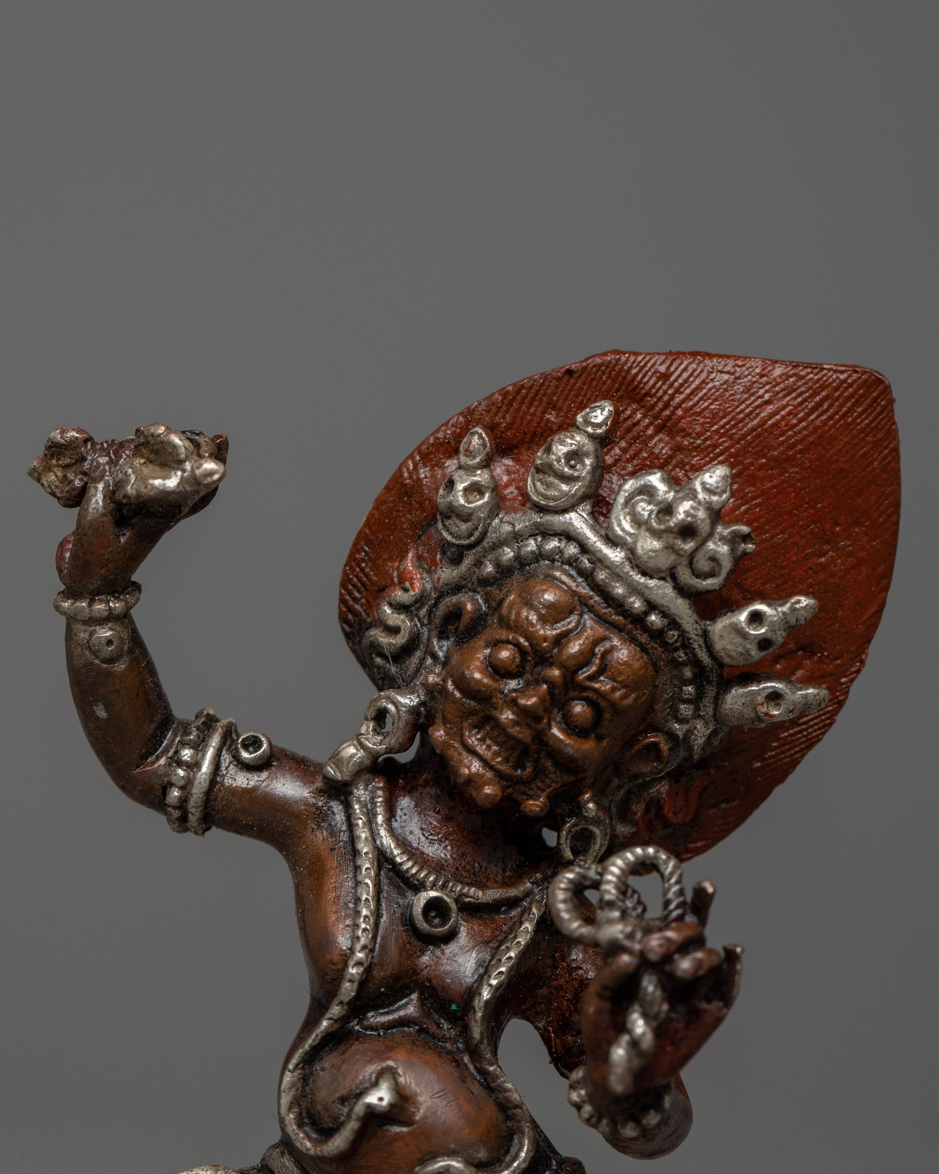 Machine Made Silver Plated Vajrapani Statue |  Fierce and Protective Buddhist Symbol