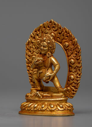 24k Gold Plated Black Jambhala Statue | Machine Made Artwork