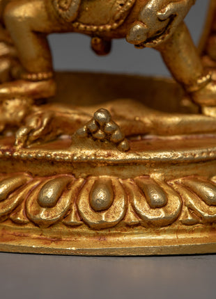 24k Gold Plated Black Jambhala Statue | Machine Made Artwork