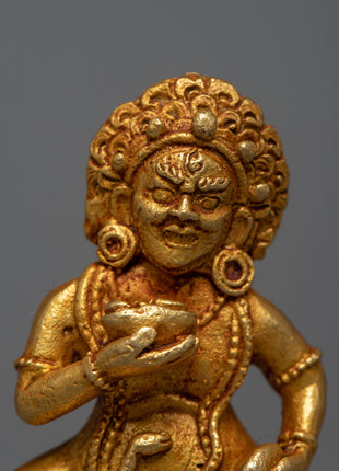 24k Gold Plated Black Jambhala Statue | Machine Made Artwork