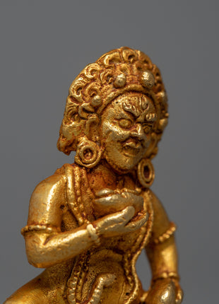 24k Gold Plated Black Jambhala Statue | Machine Made Artwork