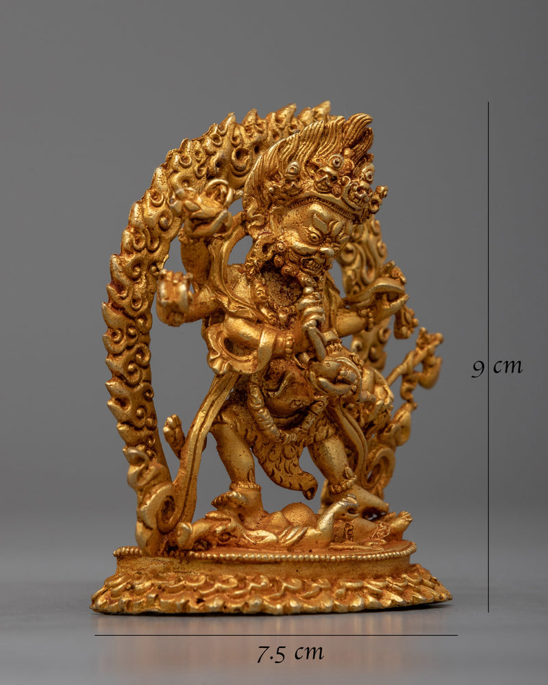 Machine Made Mahakala Statue |  Copper Body for Powerful Tibetan Buddhist Decor