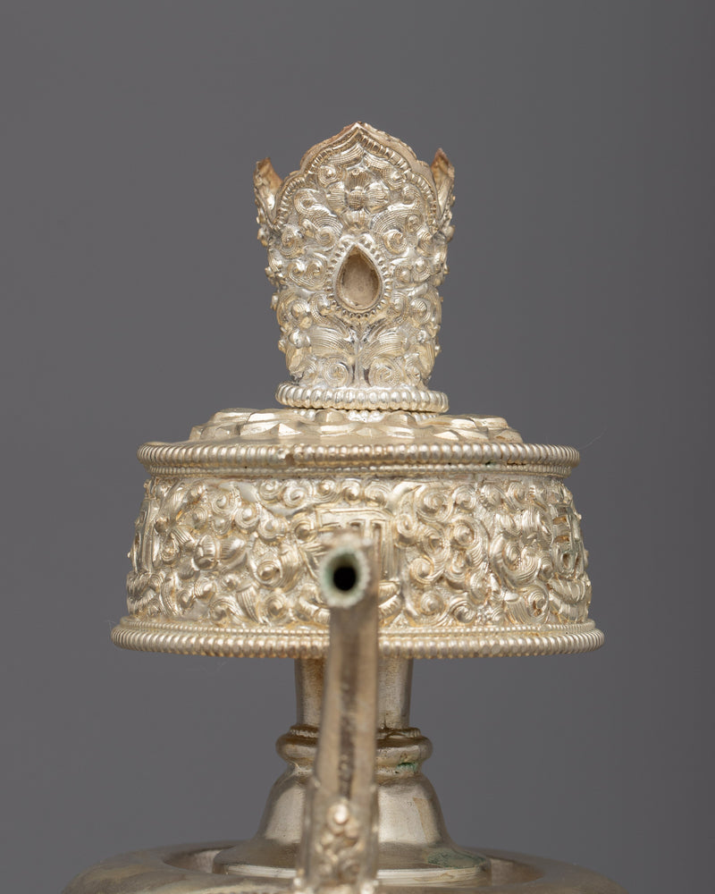 Silver Plated Bhumba Set | Tibetan Ritual Vases for Spiritual Practice