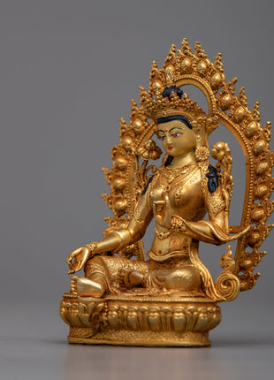 Miniature Green Tara Statue | Portable Buddhist Figurine