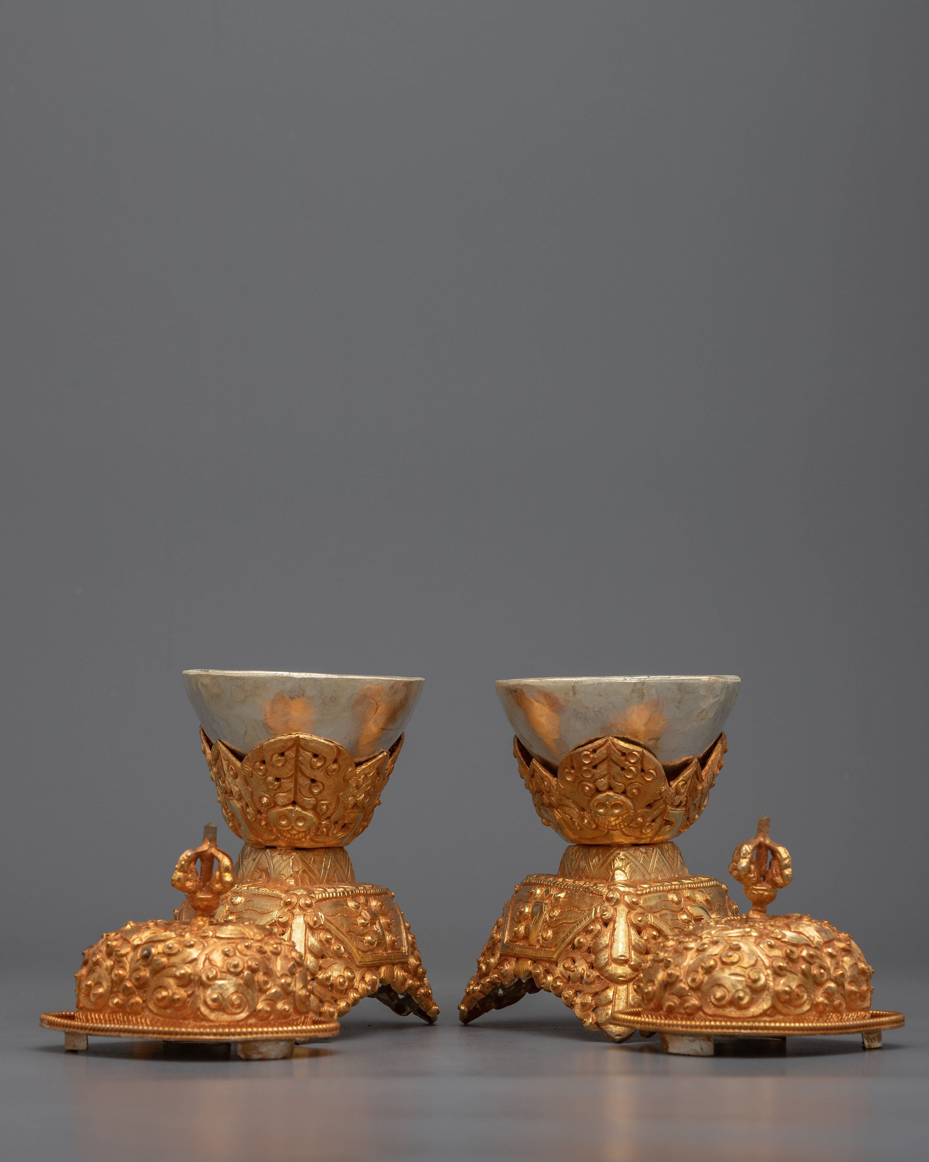 Copper Kapala Cup Set | Authentic Tibetan Offering Bowls for Enlightenment