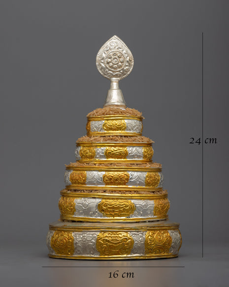 Decorative Copper Rice Offering Set | Beautifully Mandala Crafted for Your Home Altar