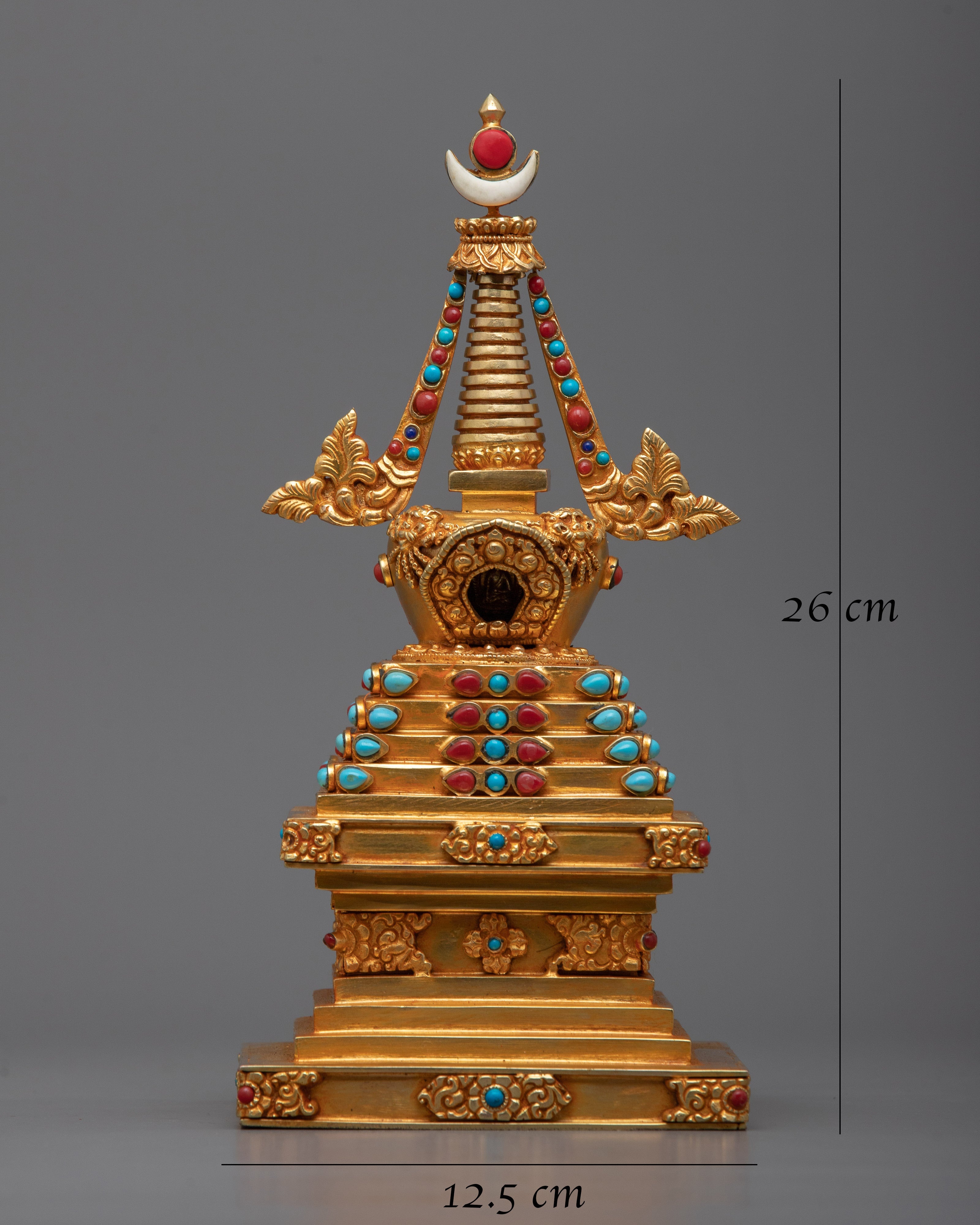Beautiful 24k Gold Plated Stupa Statue | Serene and Tranquil Home Accent