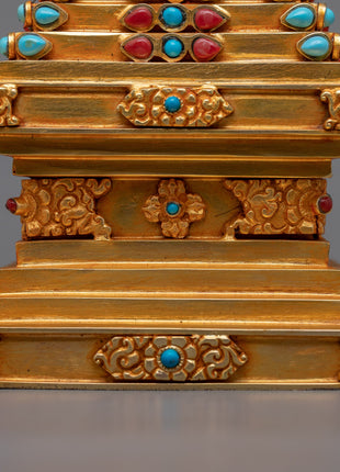 Beautiful 24k Gold Plated Stupa Statue | Serene and Tranquil Home Accent