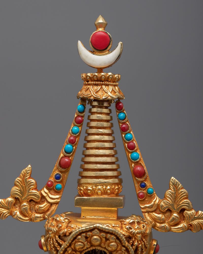 Beautiful 24k Gold Plated Stupa Statue | Serene and Tranquil Home Accent