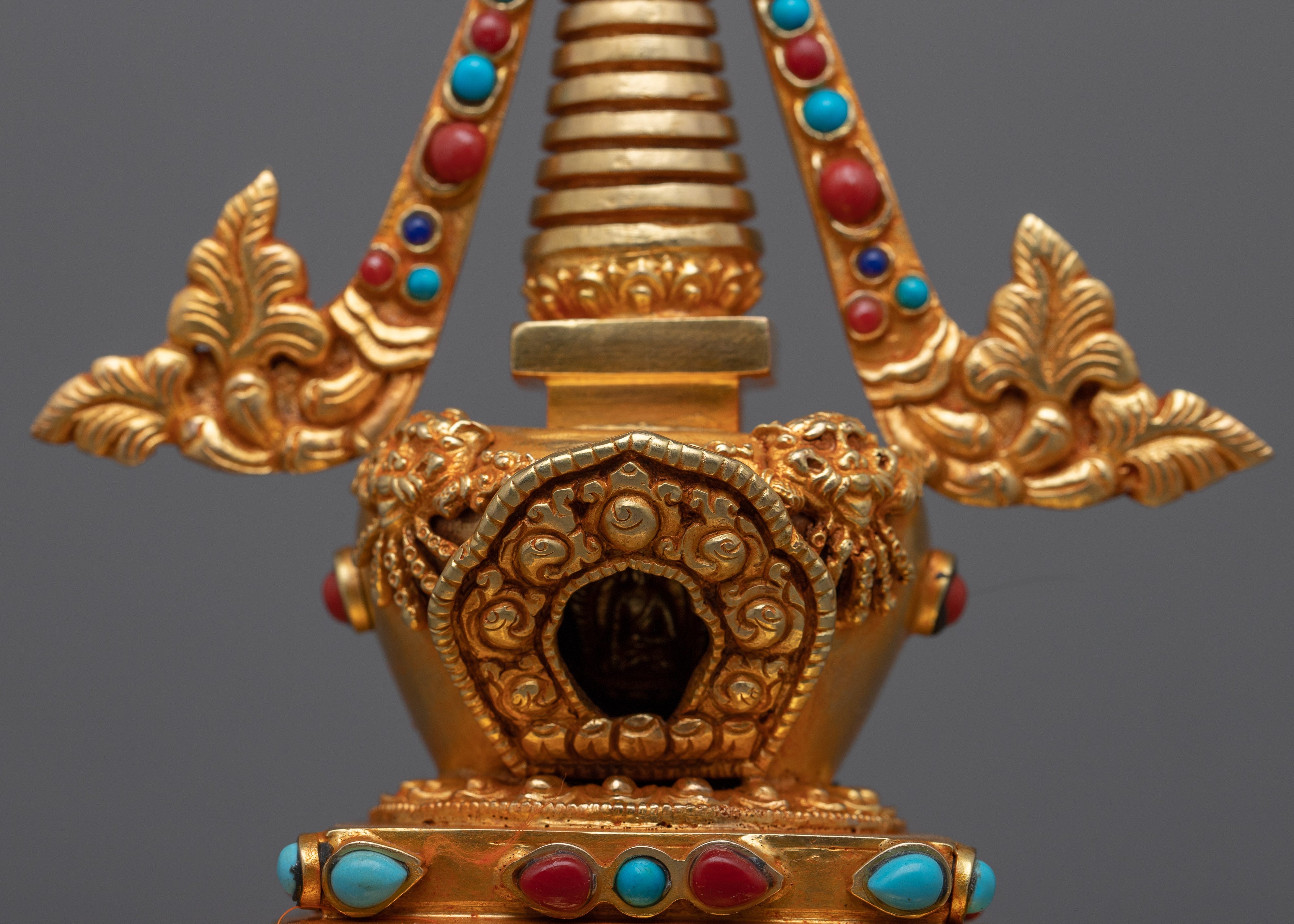 Beautiful 24k Gold Plated Stupa Statue | Serene and Tranquil Home Accent