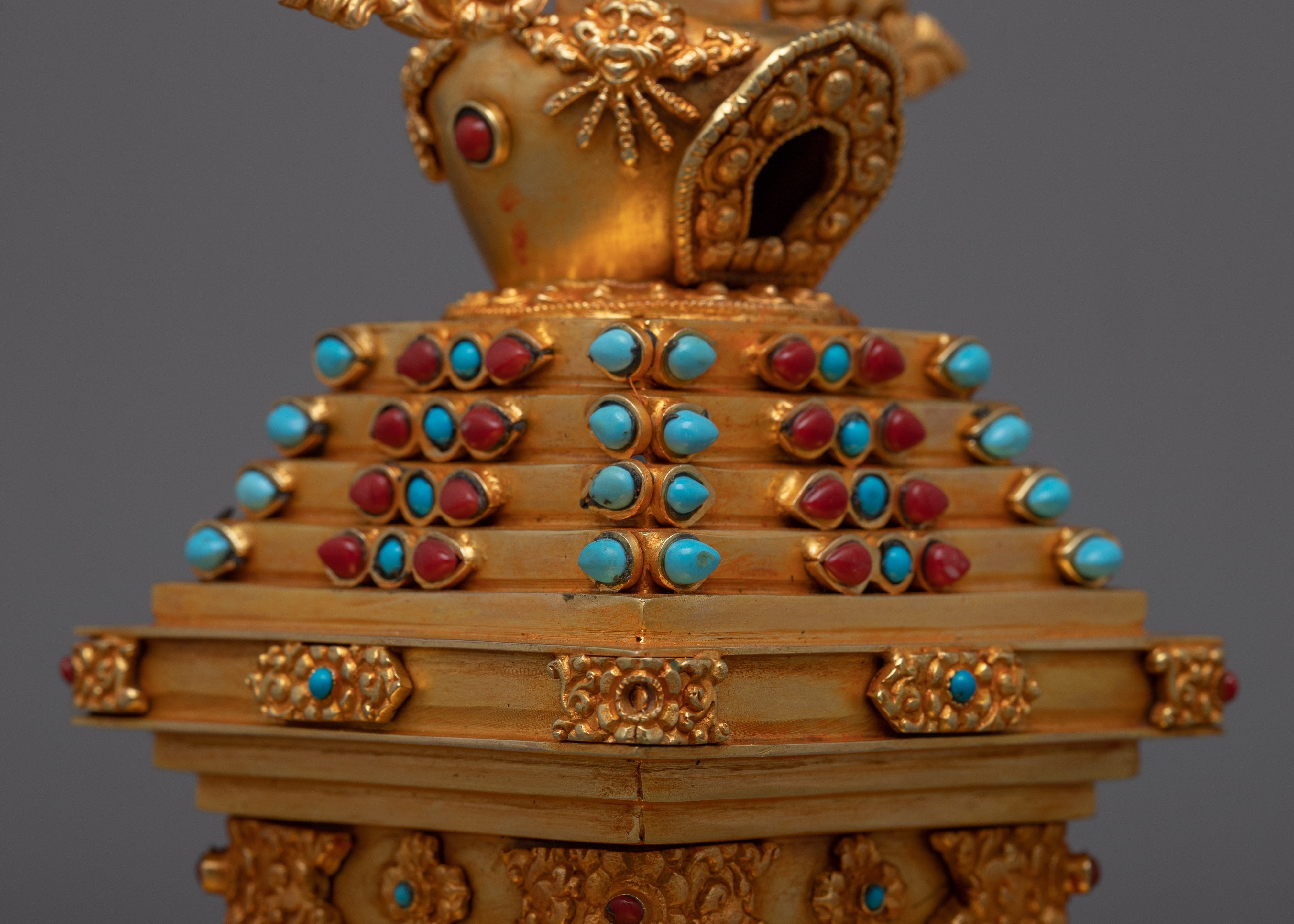 Beautiful 24k Gold Plated Stupa Statue | Serene and Tranquil Home Accent