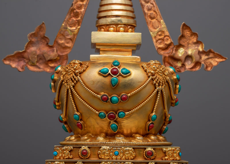 Authentic Handcrafted Buddhist Stupa Statue | Traditional Dharma Art