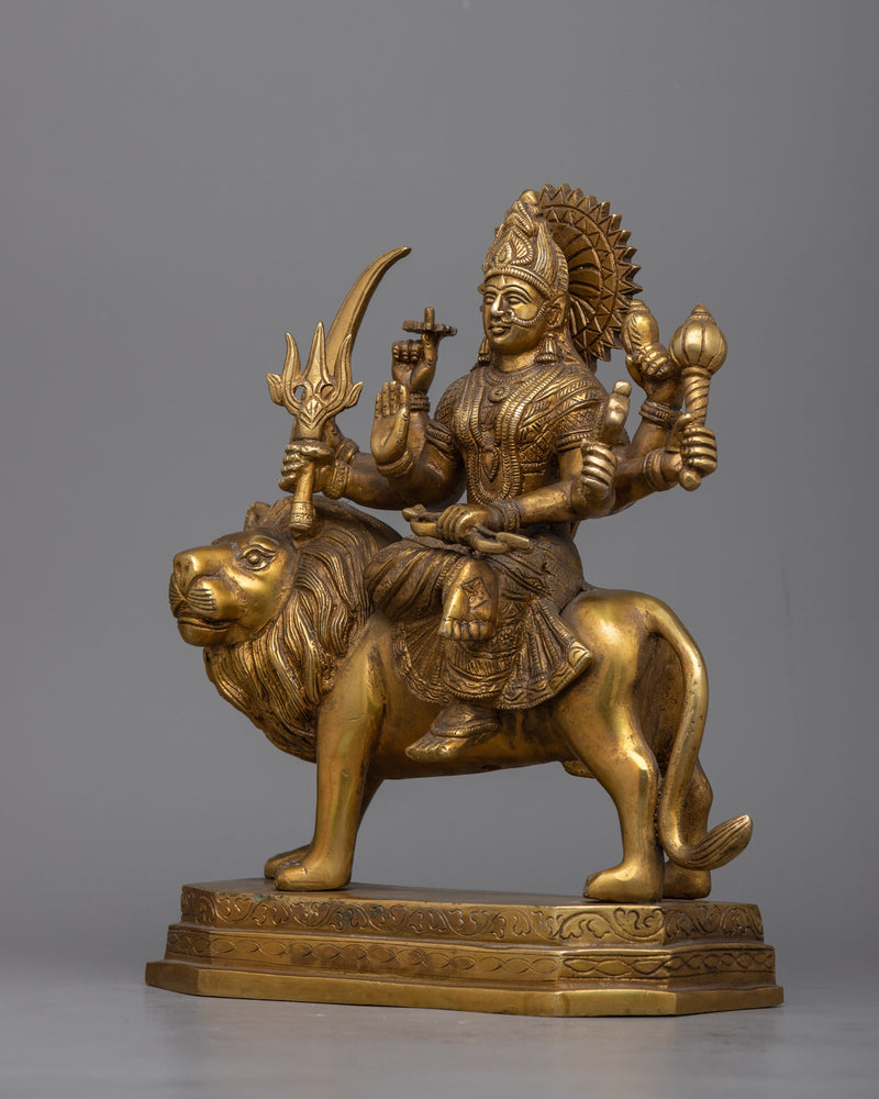 Brass Durga Maa Statue |  Hindu Deity for Protection and Prosperity