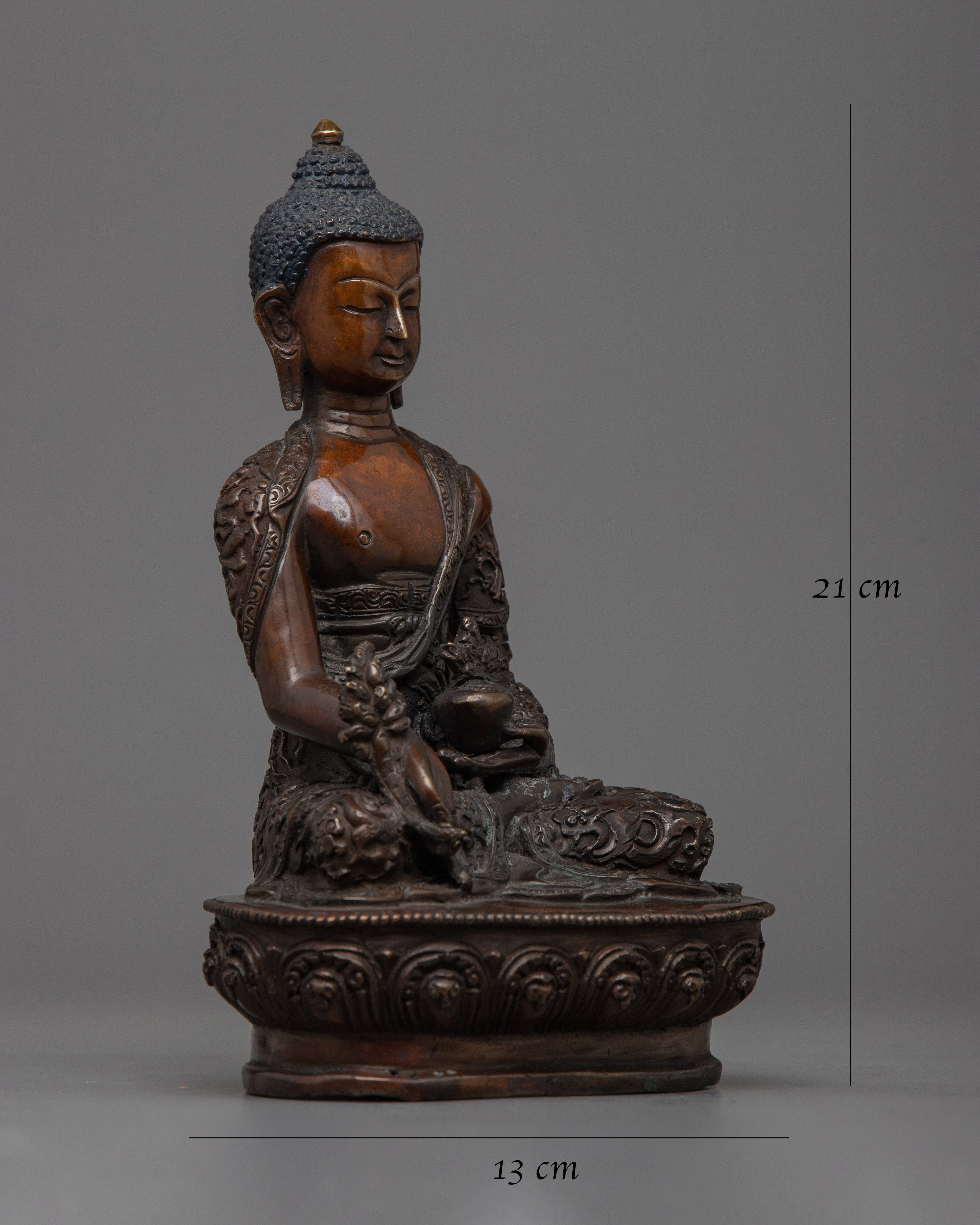 Copper Medicine Buddha Statue | Serene Figurine for Meditation and Healing