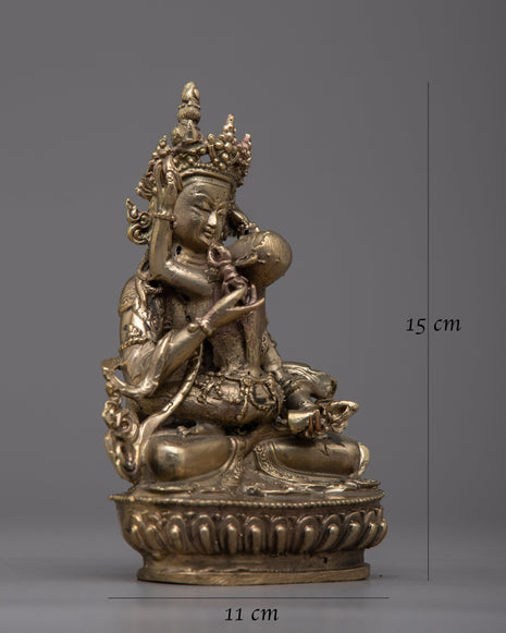 Brass Vajrasattva With Consort Statue | 15cm Tall Handcrafted Beauty